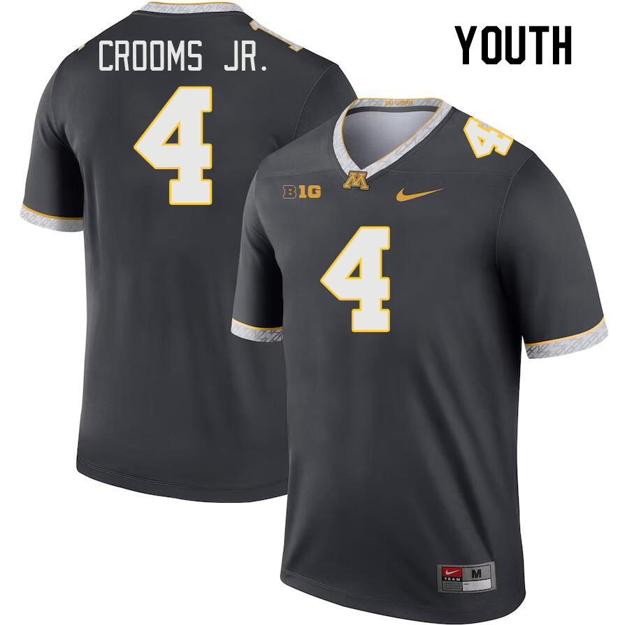 Youth #4 Corey Crooms Jr. Minnesota Golden Gophers College Football Jerseys Stitched-Charcoal - Click Image to Close